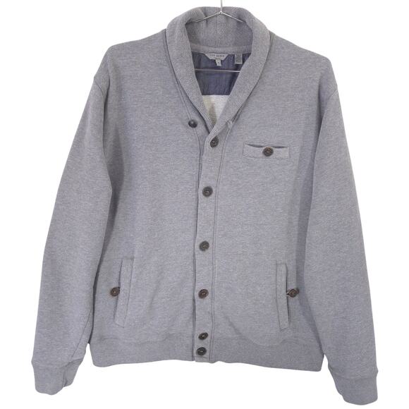Ted Baker Cardigan Sweater Mens 2XL Gray Heather Berden Shawl Collar Button Up - Picture 1 of 10
